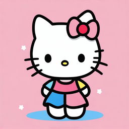 An illustration of Hello Kitty in different colors