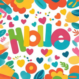 A friendly greeting in Spanish, with the word 'Hola' written in a colorful and playful font