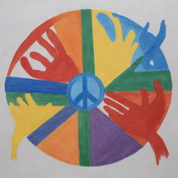 Artistic representation of the prevention of violence, focusing on themes of peace, unity and harmony.