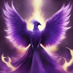 The image features a majestic purple phoenix rising from its ashes, symbolizing rebirth and renewal