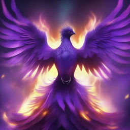 The image features a majestic purple phoenix rising from its ashes, symbolizing rebirth and renewal