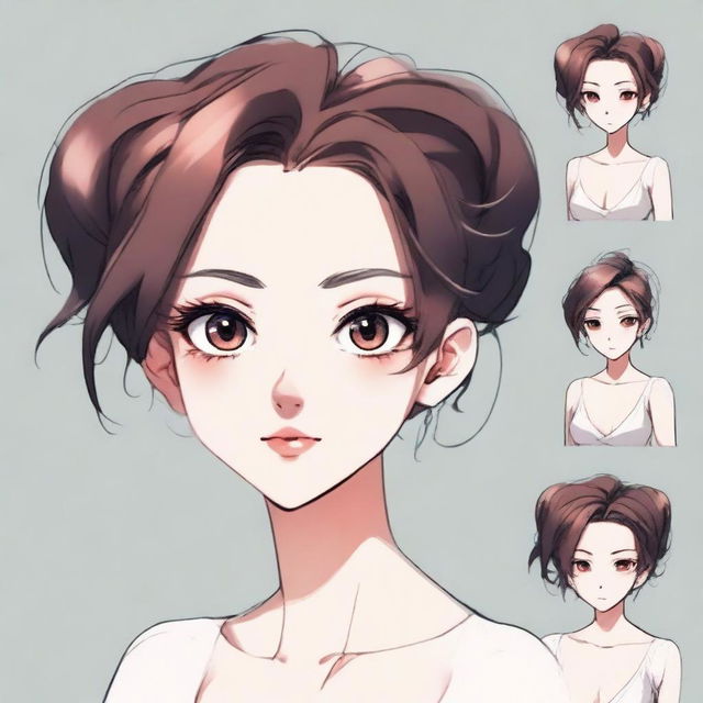 Create an image of a stylized female character with exaggerated features