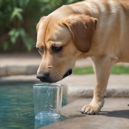 A realistic image of a dog quenching its thirst by drinking clean, refreshing water