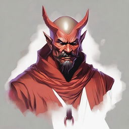 Create a detailed portrait of a Dungeons & Dragons Way of Shadows monk with the appearance of a red barbed devil