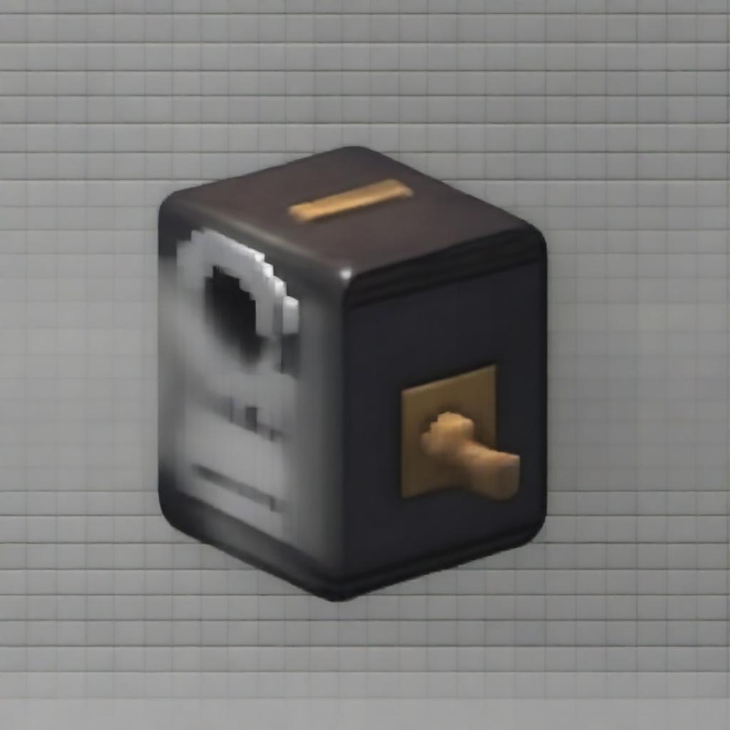 Create an image of a pixelated cylindrical lock viewed from the side