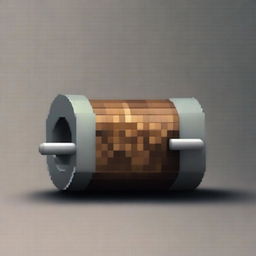 Create an image of a pixelated cylindrical lock viewed from the side