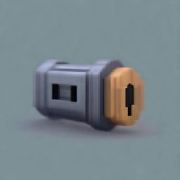 Create an image of a pixelated cylindrical lock cut in half and viewed from the side, so that the pins inside it can be seen