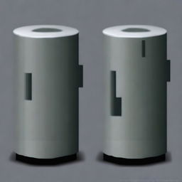 Create an image of a pixelated cylindrical lock cut in half and viewed from the side, clearly showing the pins inside it