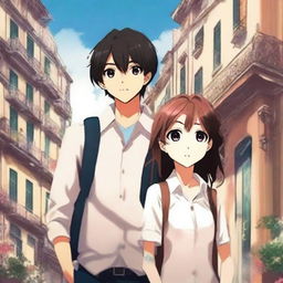 Create a book cover for a novel titled 'Nuestro Límite' in anime style