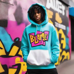 A stylish hip hop themed hoodie featuring the bold text 'Blame Whitey' across the front