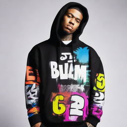 A stylish hip hop themed black hoodie featuring the bold text 'Blame Whitey' in white across the front