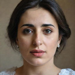 A portrait of Hasmik Mkrtchyan, the Armenian actress, crafted with attention to detail to depict her unique features in a respectful manner