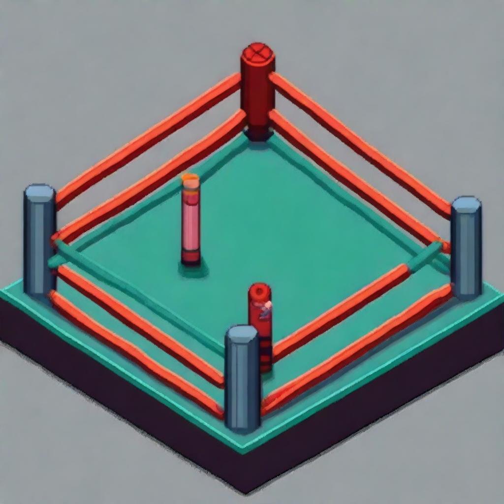 A pixel art depiction of a boxing ring