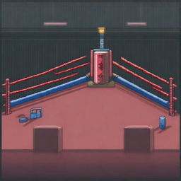 A pixel art depiction of a boxing ring