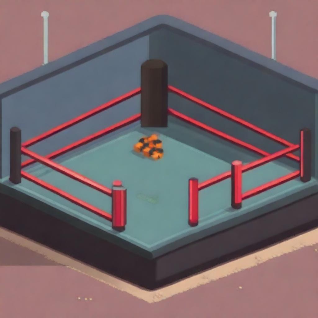 A pixel art depiction of a boxing ring