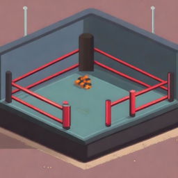 A pixel art depiction of a boxing ring