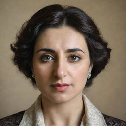 A portrait of Hasmik Mkrtchyan, the Armenian actress, crafted with attention to detail to depict her unique features in a respectful manner