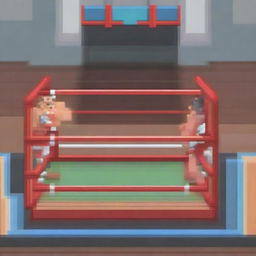 A pixel art depiction of a boxing ring