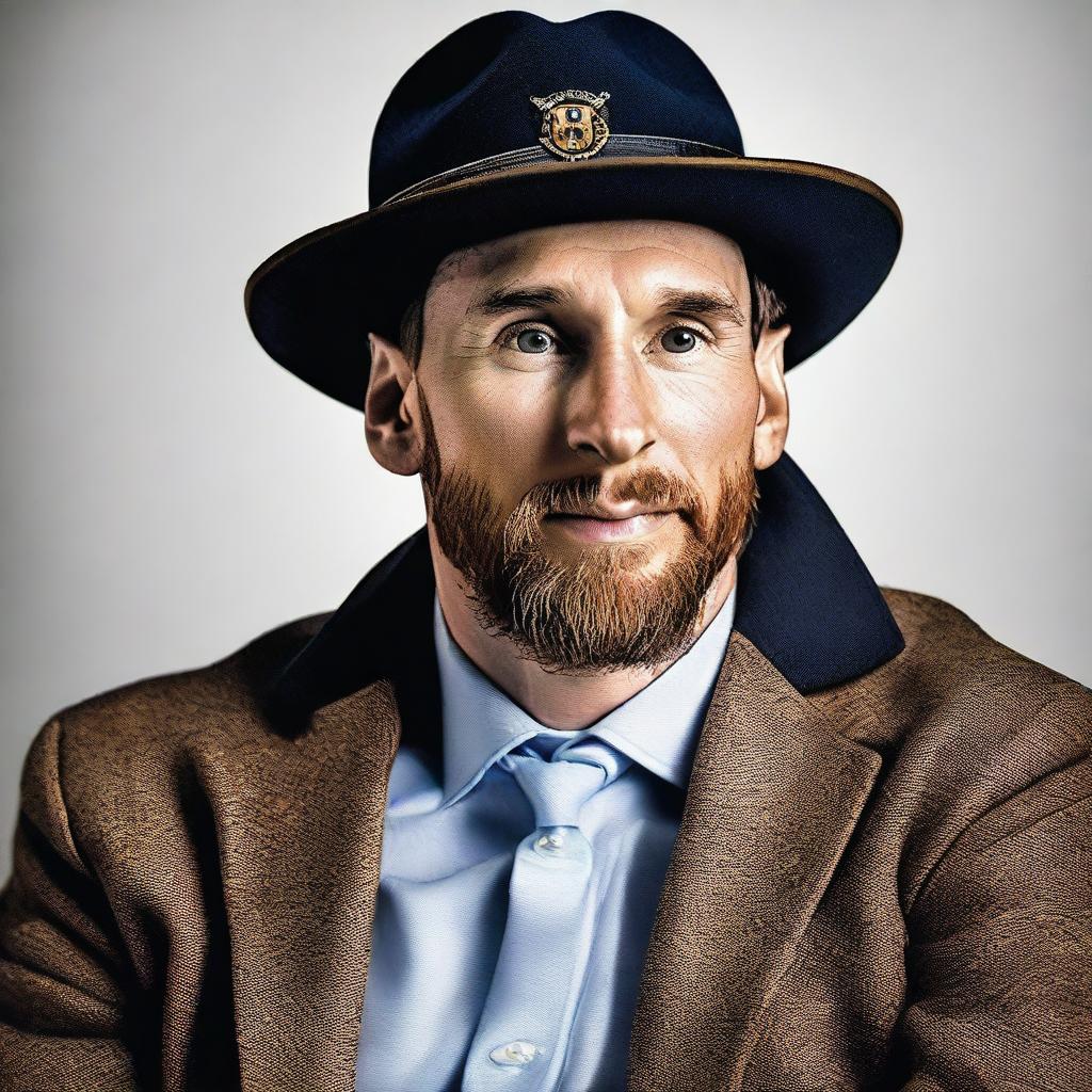 Lionel Messi, the famous footballer, wearing a stylish hat