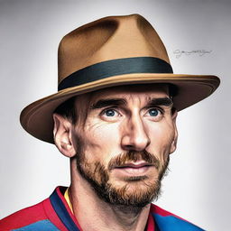 Lionel Messi, the famous footballer, wearing a stylish hat