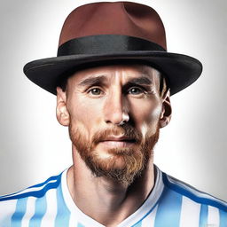 Lionel Messi, the famous footballer, wearing a stylish hat