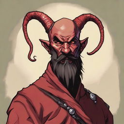 A detailed portrait of a Dungeons & Dragons Way of Shadows Monk with the appearance of a red barbed devil