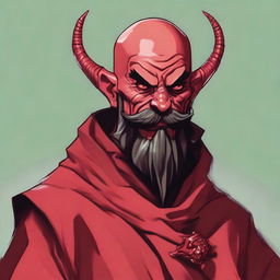 A detailed portrait of a Dungeons & Dragons Way of Shadows Monk with the appearance of a red barbed devil