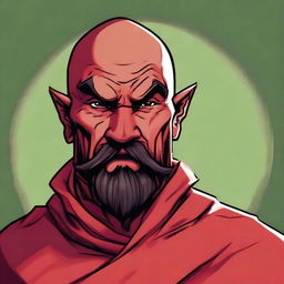 A detailed portrait of a Dungeons & Dragons Way of Shadows Monk with the appearance of a red barbed devil