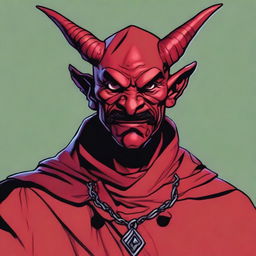 A detailed portrait of a Dungeons & Dragons Way of Shadows Monk with the appearance of a red barbed devil