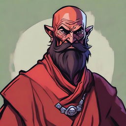 A detailed portrait of a Dungeons & Dragons Way of Shadows Monk with the appearance of a red barbed devil