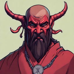 A detailed portrait of a Dungeons & Dragons Way of Shadows Monk with the appearance of a red barbed devil