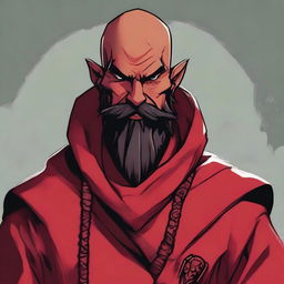 A detailed portrait of a Dungeons & Dragons Way of Shadows Monk with the appearance of a red barbed devil