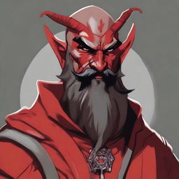 A detailed portrait of a Dungeons & Dragons Way of Shadows Monk with the appearance of a red barbed devil