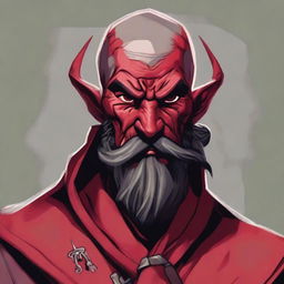 A detailed portrait of a Dungeons & Dragons Way of Shadows Monk with the appearance of a red barbed devil