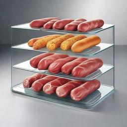 Design a food display shelf specifically for salchipapas