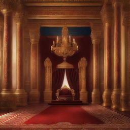 A majestic royal throne room in a detailed digital painting