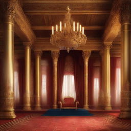 A majestic royal throne room in a detailed digital painting