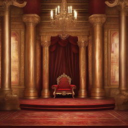 A majestic royal throne room in a detailed digital painting