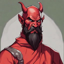 A detailed portrait of a Dungeons & Dragons Way of Shadows Monk with the appearance of a masculine red devil