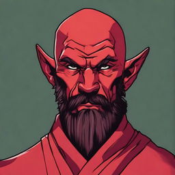 A detailed portrait of a Dungeons & Dragons Way of Shadows Monk with the appearance of a masculine red devil