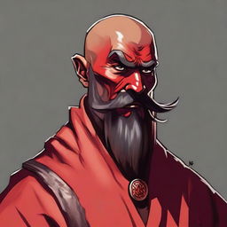 A detailed portrait of a Dungeons & Dragons Way of Shadows Monk with the appearance of a masculine red devil