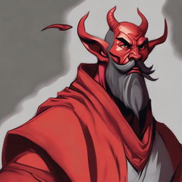 A detailed portrait of a Dungeons & Dragons Way of Shadows Monk with the appearance of a masculine red devil