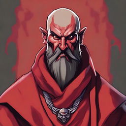 A detailed portrait of a Dungeons & Dragons Way of Shadows Monk with the appearance of a masculine red devil