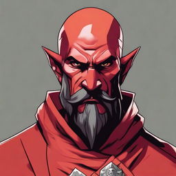 A detailed portrait of a Dungeons & Dragons Way of Shadows Monk with the appearance of a masculine red devil