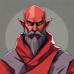 A detailed portrait of a Dungeons & Dragons Way of Shadows Monk with the appearance of a masculine red devil