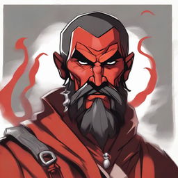 A detailed portrait of a Dungeons & Dragons Way of Shadows Monk with the appearance of a masculine red devil