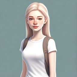 A white teenage female with a thin body, depicted in a realistic style