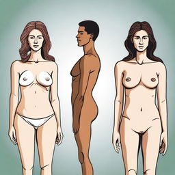 A detailed illustration showing a male to female transformation