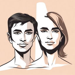 A detailed illustration showing a male to female transformation