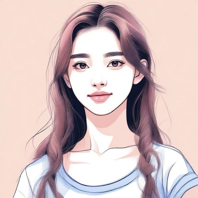 A detailed illustration of an 18-year-old girl with a focus on her attractiveness